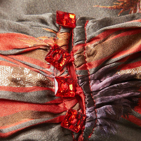 Class by Roberto Cavalli Brick Red Jersey & Silk Belted Top M - Picture 4 of 6